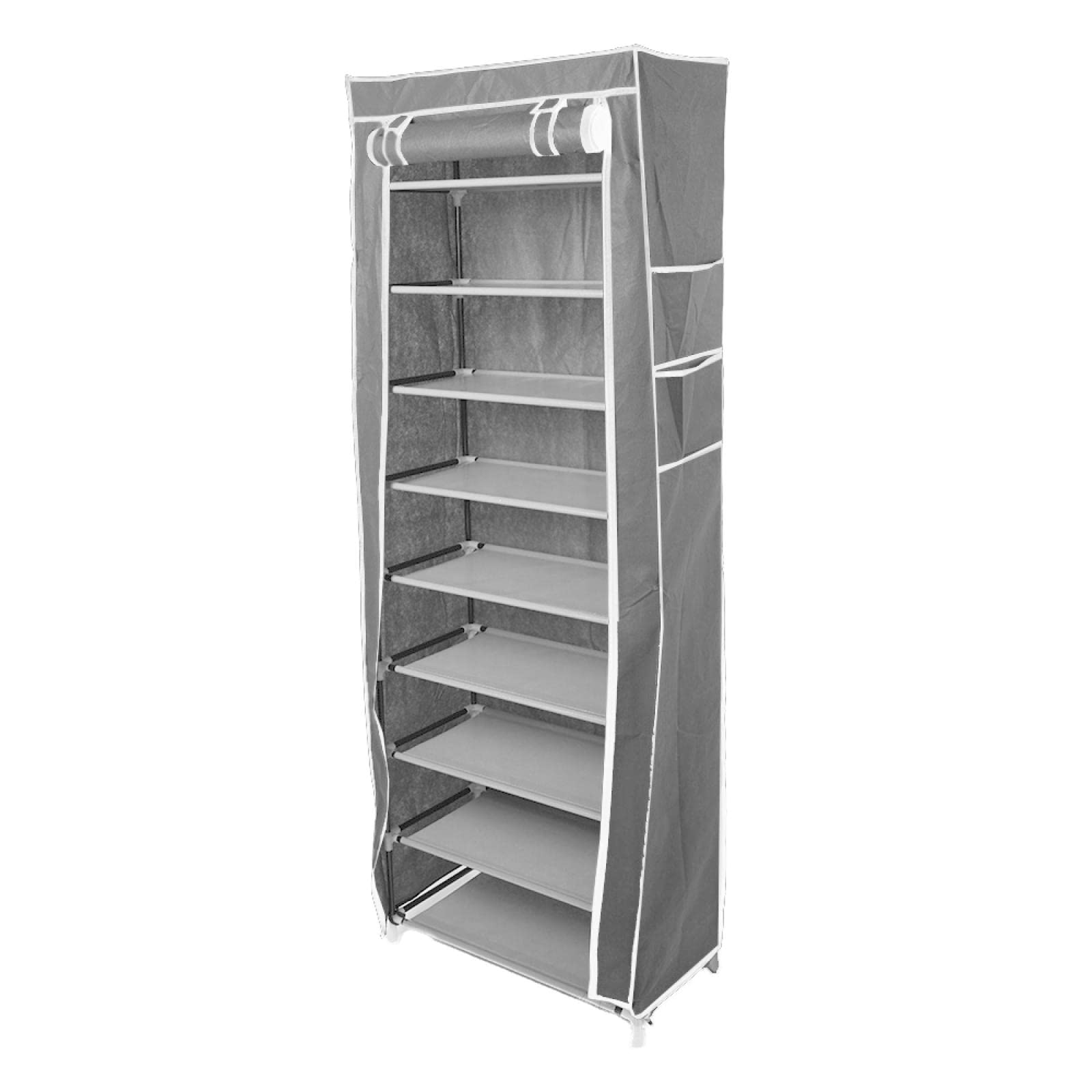 10-Layer 9-Grid Shoe Rack Organizer - Space-Saving Closet Storage Cabinet for Sneakers, Boots & Sandals | Durable Multi-Tier Shoe Shelf for Bedroom, Entryway & Mudroom Organization (Black)