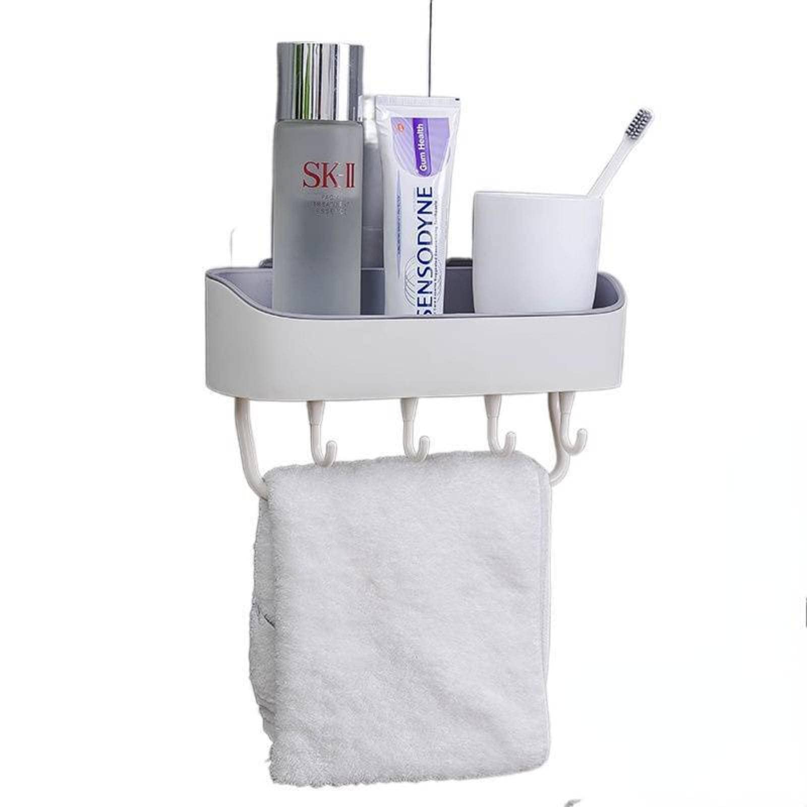 Wall-Mounted Bathroom Storage Rack - Waterproof Organizer for Cosmetics & Toiletries - Perfect for Small Spaces