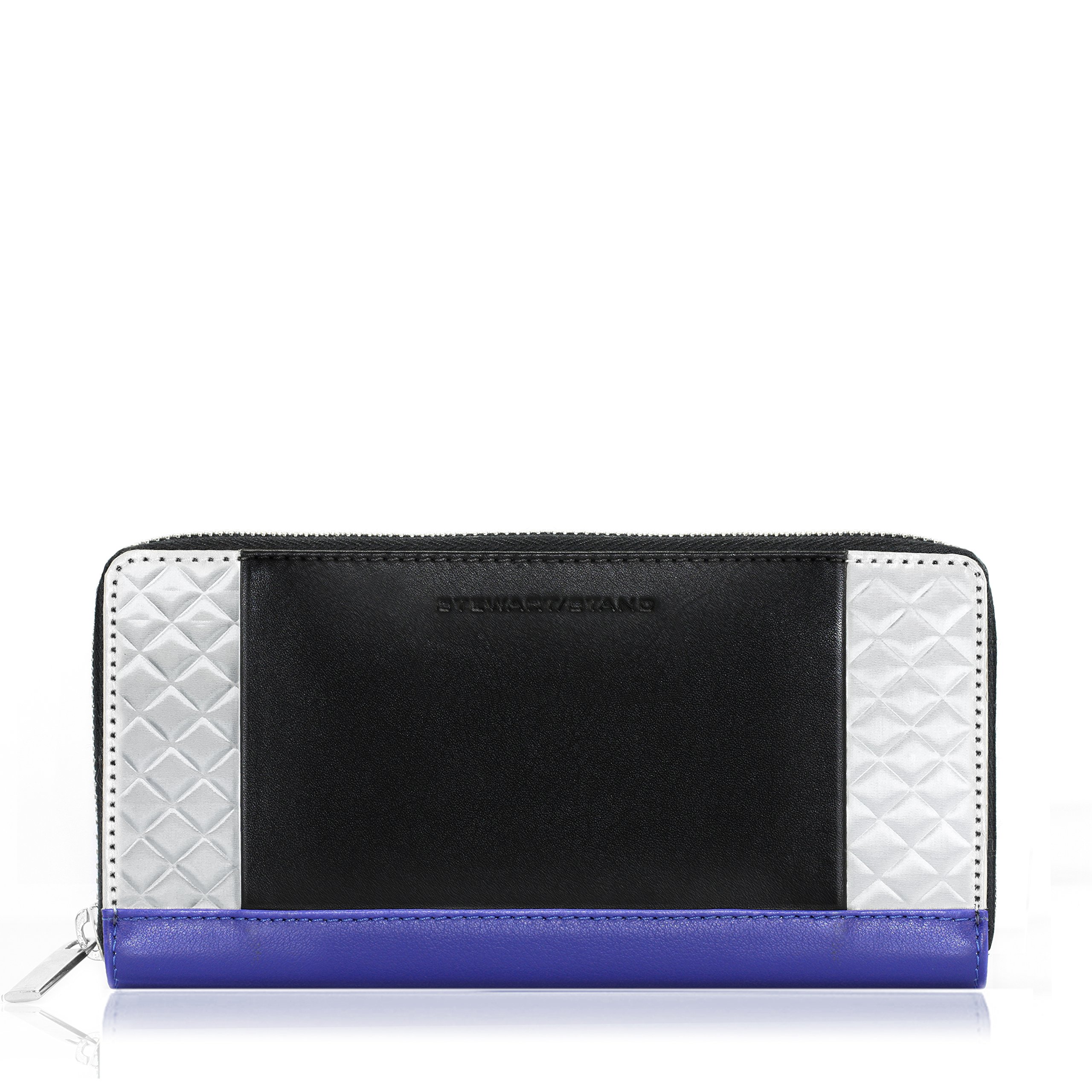 RFID Blocking Minimalist Stainless Steel & Leather Zipper Wallet for Women - Slim Card Holder for Travel, Shopping & Everyday Use