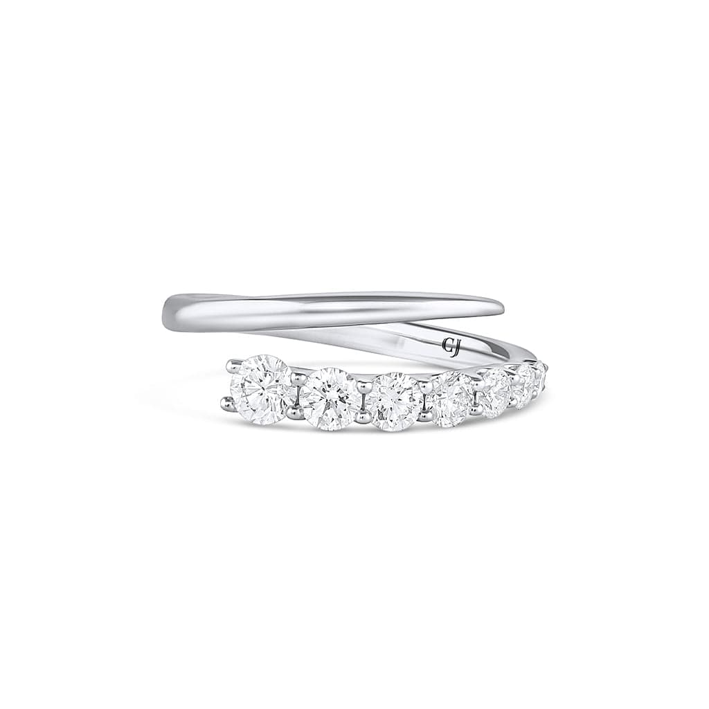 18K White Gold 0.74ctw Diamond Spiral Ring for Women - Elegant Wedding Band, Anniversary Gift, or Special Occasion Jewelry