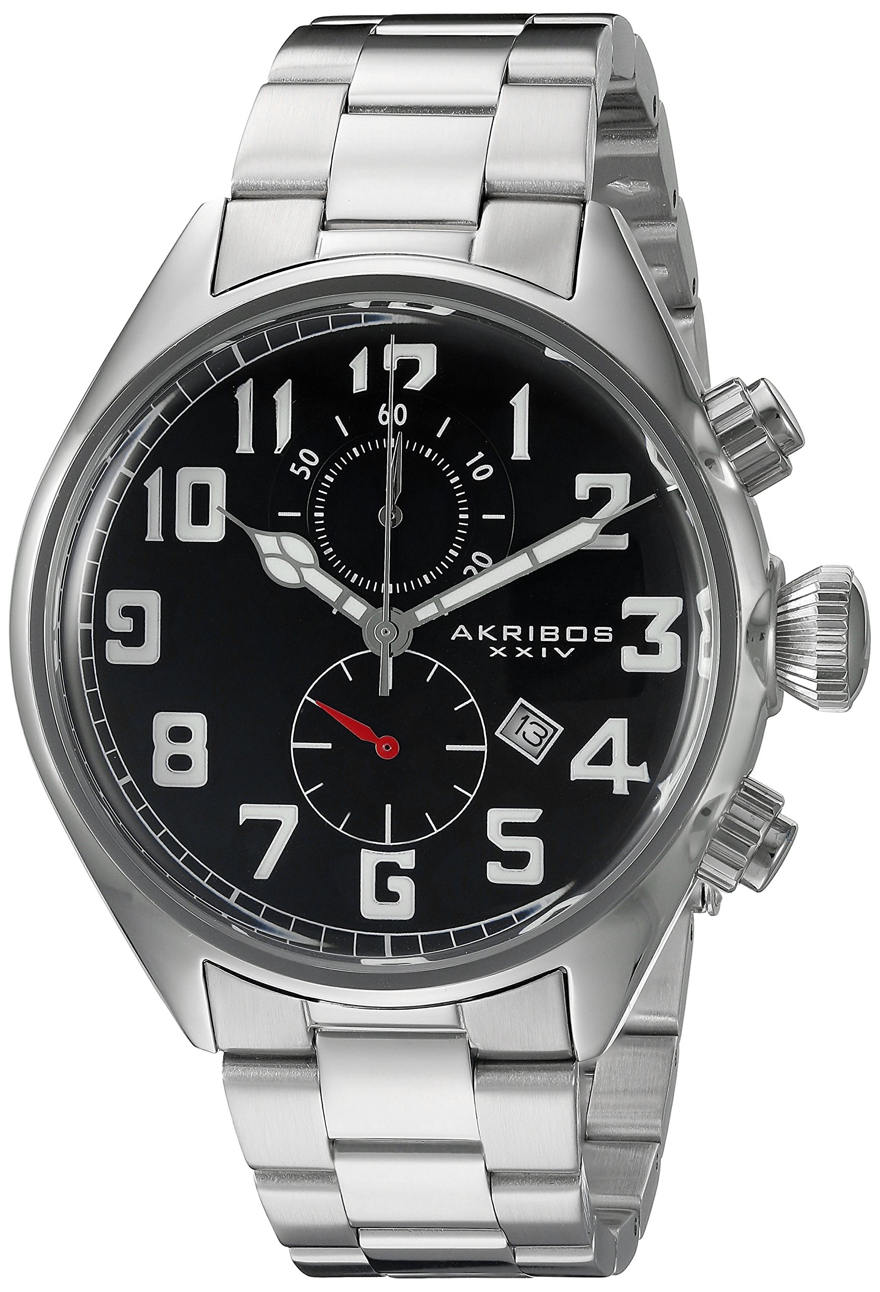 Akribos XXIV Men's Chronograph Multifunction Watch with Date Window - Stainless Steel Bracelet Watch (AK853) - Perfect for Business, Casual & Formal Occasions