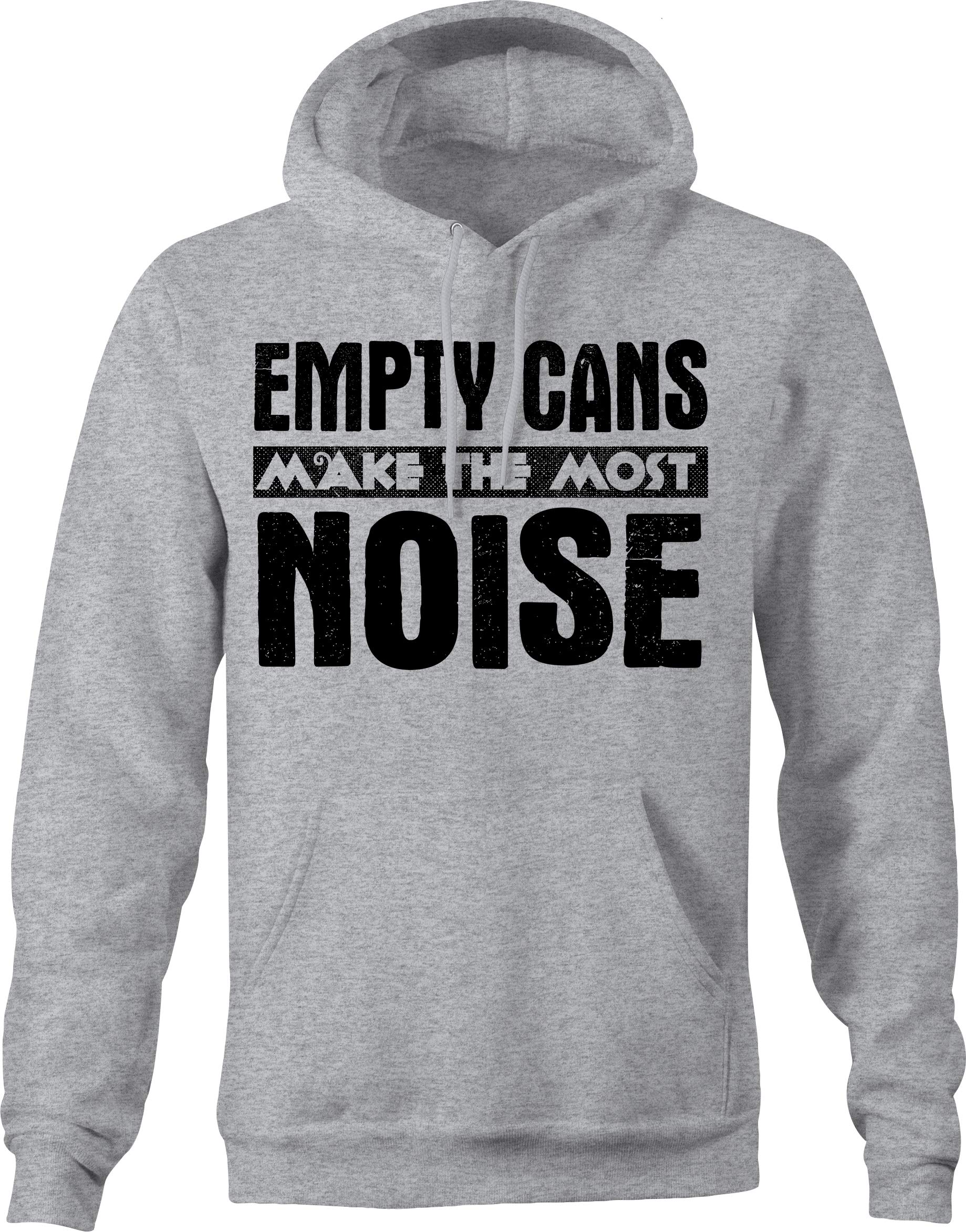 VIL Empty Cans Make The Most Noise Beer Graphic Hoodie - XL Gray - Men's Casual Pullover Sweatshirt for Pub, Bar & Streetwear Fashion