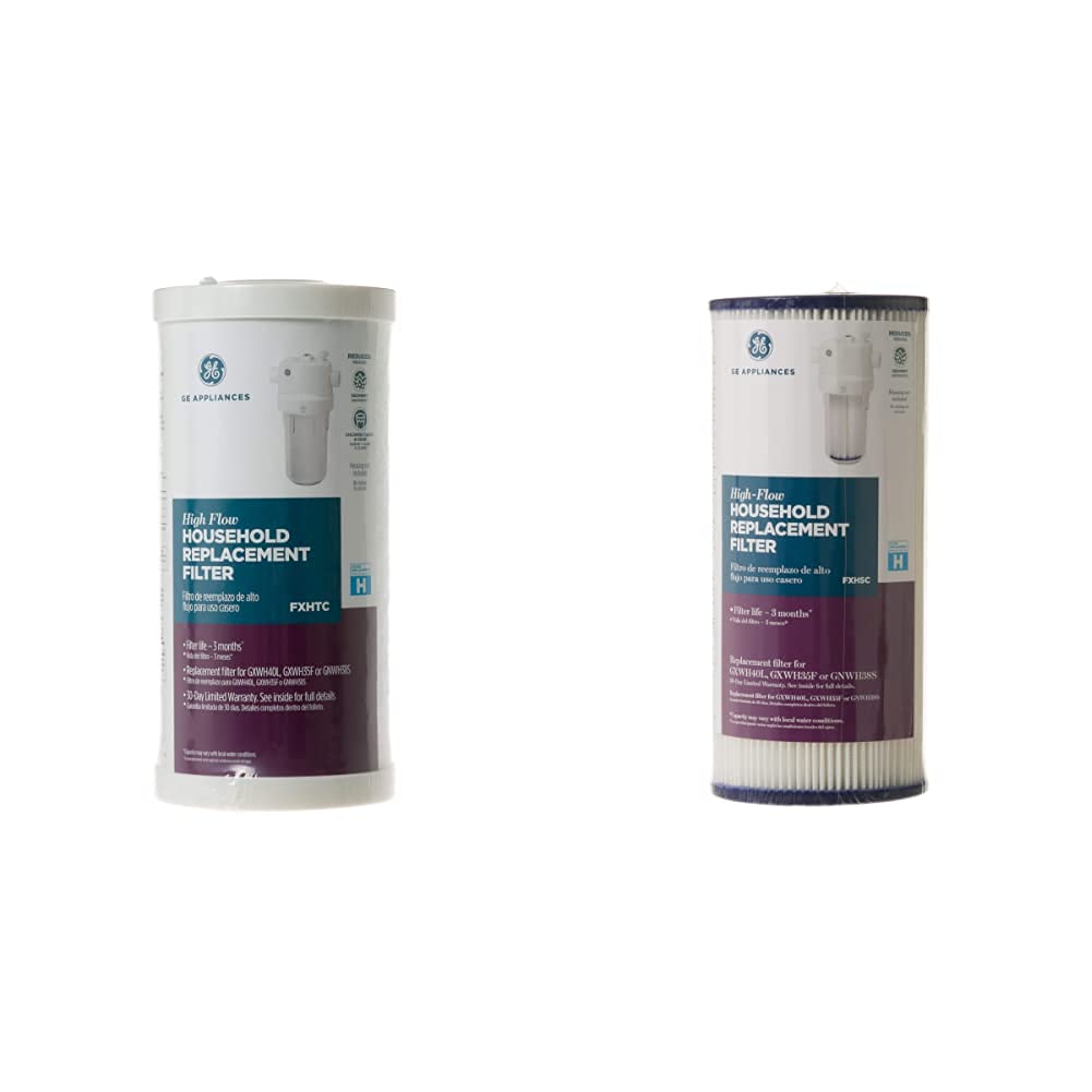 GE FXHTC & FXHSC Under Sink Water Filter System - 2 Pack White Replacement Cartridges for Clean Drinking Water - Perfect for Kitchen Sink, RV, and Office Use