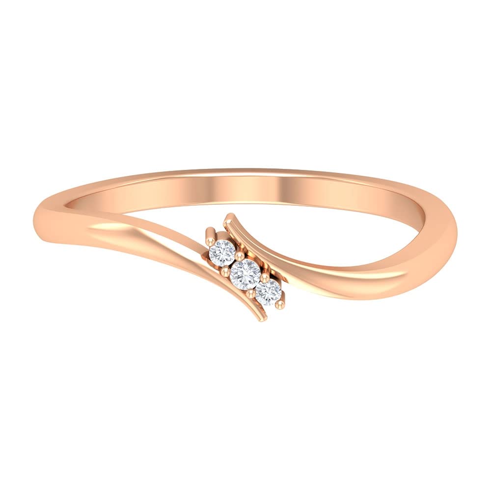 14K Solid Gold Three Stone Diamond Promise Ring for Women - April Birthstone Bypass Engagement Ring | Perfect for Anniversaries, Proposals & Special Occasions