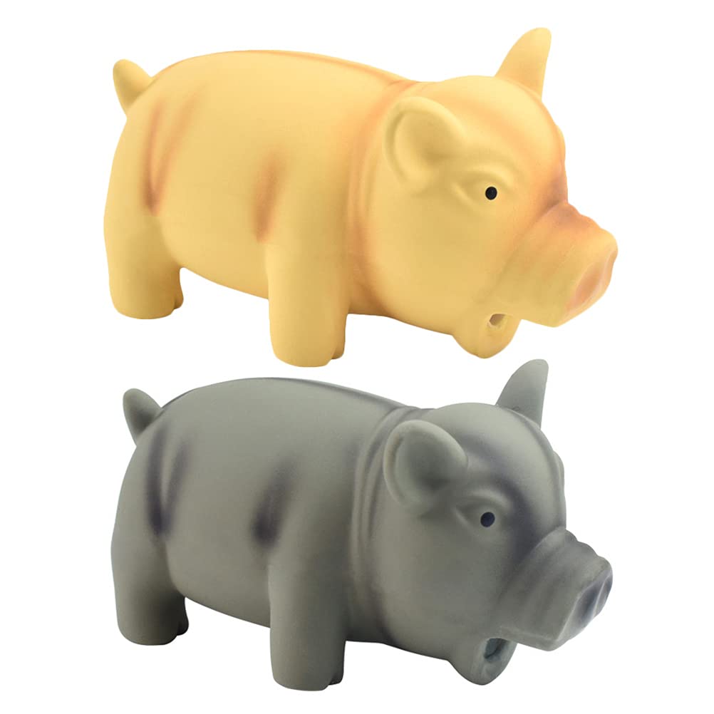2 Pack Realistic Pig & Dog Molar Chew Toys with Sound - Durable Puppy Chewing Toys for Teething, Anxiety Relief & Dental Health - Perfect for Small & Medium Dogs