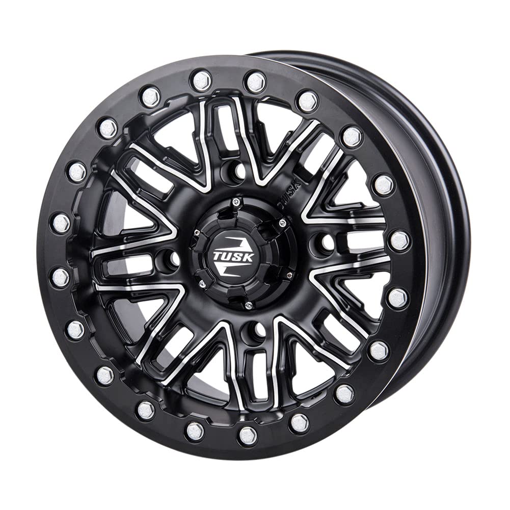 TUSK 4/156 Nebo Beadlock Wheel 14x7 4.0 + 3.0 Machined/Black for Yamaha Wolverine RMAX4 1000 XT-R 2021-2025 | Off-Road ATV Accessories | Durable UTV Wheels for Trail Riding & Mudding