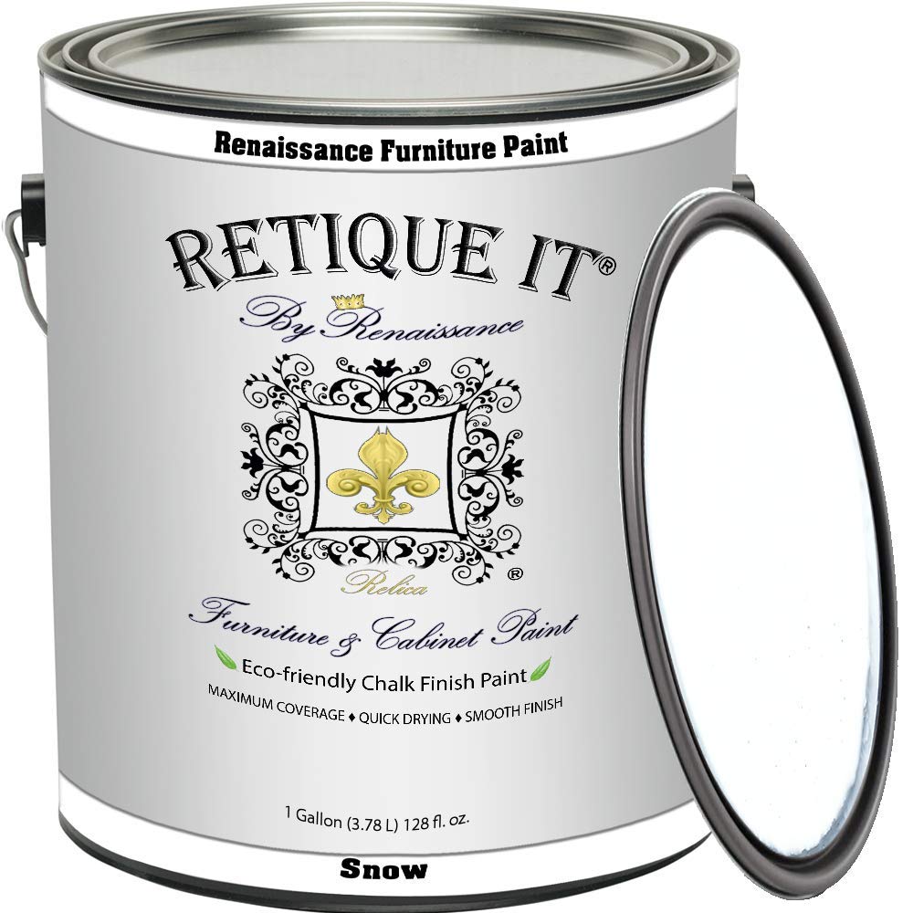 Retique It Chalk Furniture Paint by Renaissance DIY - 1 Gallon, Snow White (01) - Perfect for Furniture Makeovers, Cabinets, Home Decor & DIY Projects