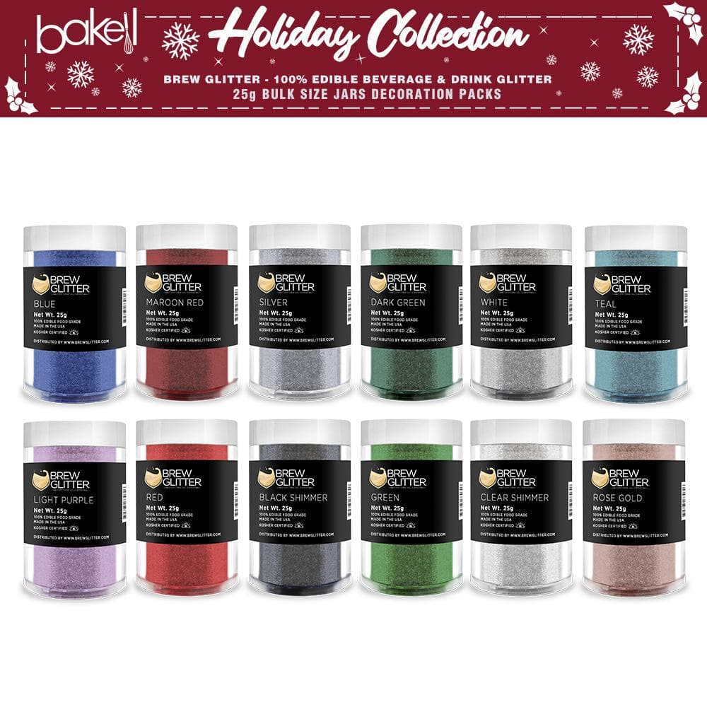 Christmas Glitter Combo Pack B - 12 Piece Set with 25g Jars for Holiday Crafts, DIY Ornaments & Festive Decorations - Premium Brew Glitter Collection