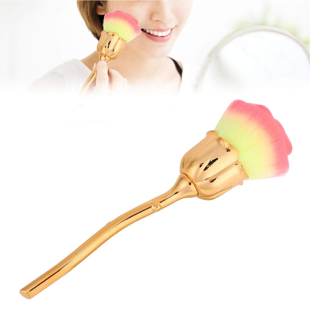 Rose Nail Dust Brush for Acrylic Nails - Long Handle Manicure Tool for Nail Art & Powder Removal
