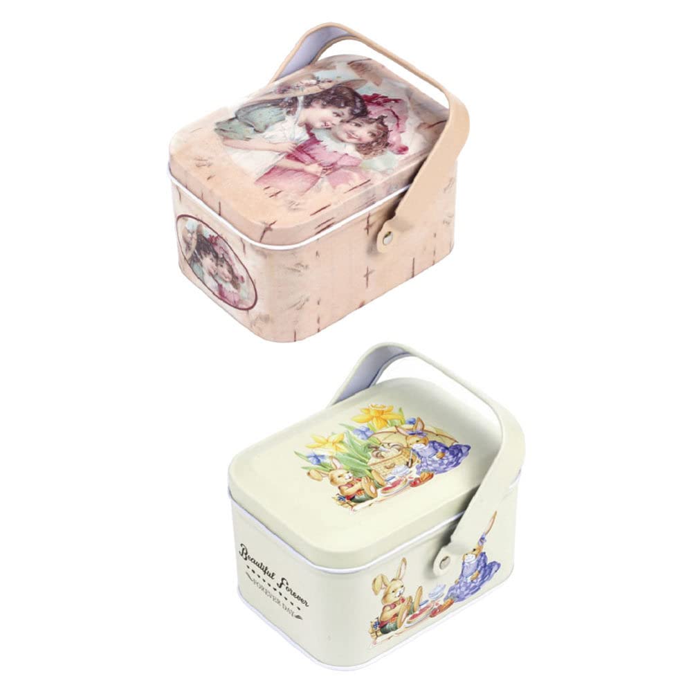 Easter Cookie Tins Set of 2 - Rectangular Tinplate Empty Containers with Handle for Chocolate, Cookies & Candy - Holiday Gift Packaging for Christmas, Parties & Home Decor | Perfect for Baking, Gifting & Festive Storage