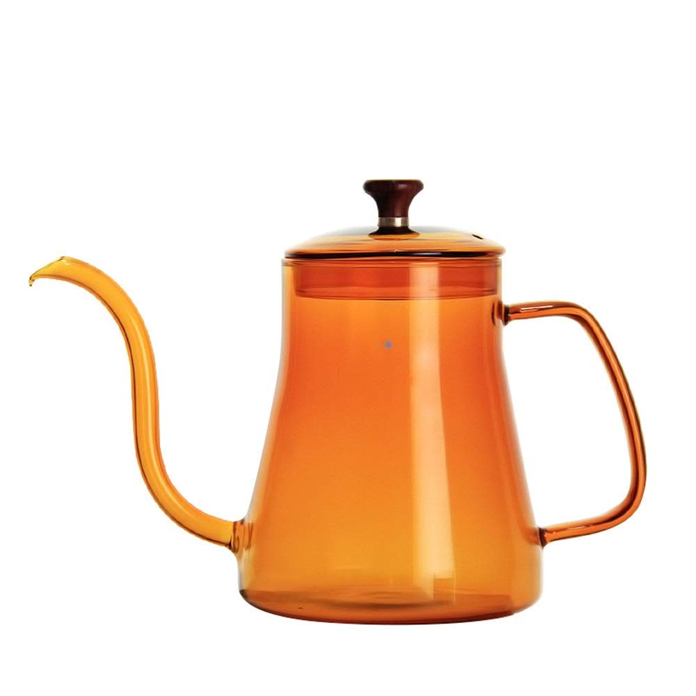 Premium Stainless Steel Gooseneck Coffee Kettle - 600ml Pour Over Coffee Maker with Heat-Resistant Borosilicate Glass & Precision Spout for Perfect Brewing - Ideal for Home Baristas, Specialty Coffee Shops, and Office Use