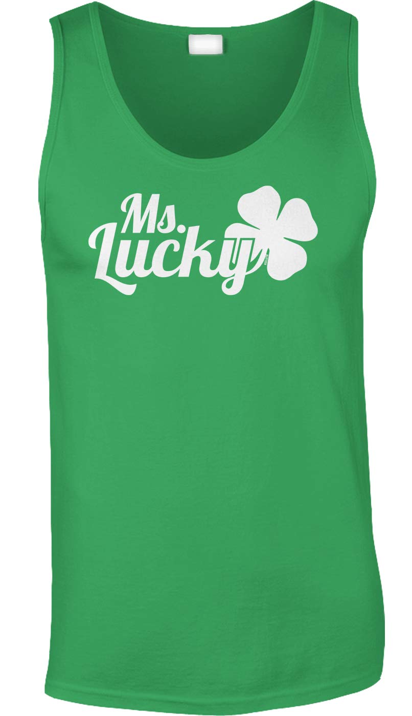 Blittzen Ms. Lucky St. Patrick's Day Couples Matching Tank Top for Men - Fun Irish-Themed Shirt for Married Couples, Bar Crawls & Holiday Parties