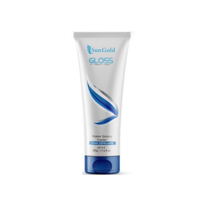 Sun Gold Defrizante Gloss Anti-Frizz Thermal Protector Cream 300g - Smooth & Shine Hair Treatment for Frizzy, Dry & Damaged Hair - Perfect for Daily Styling, Blowouts & Heat Protection