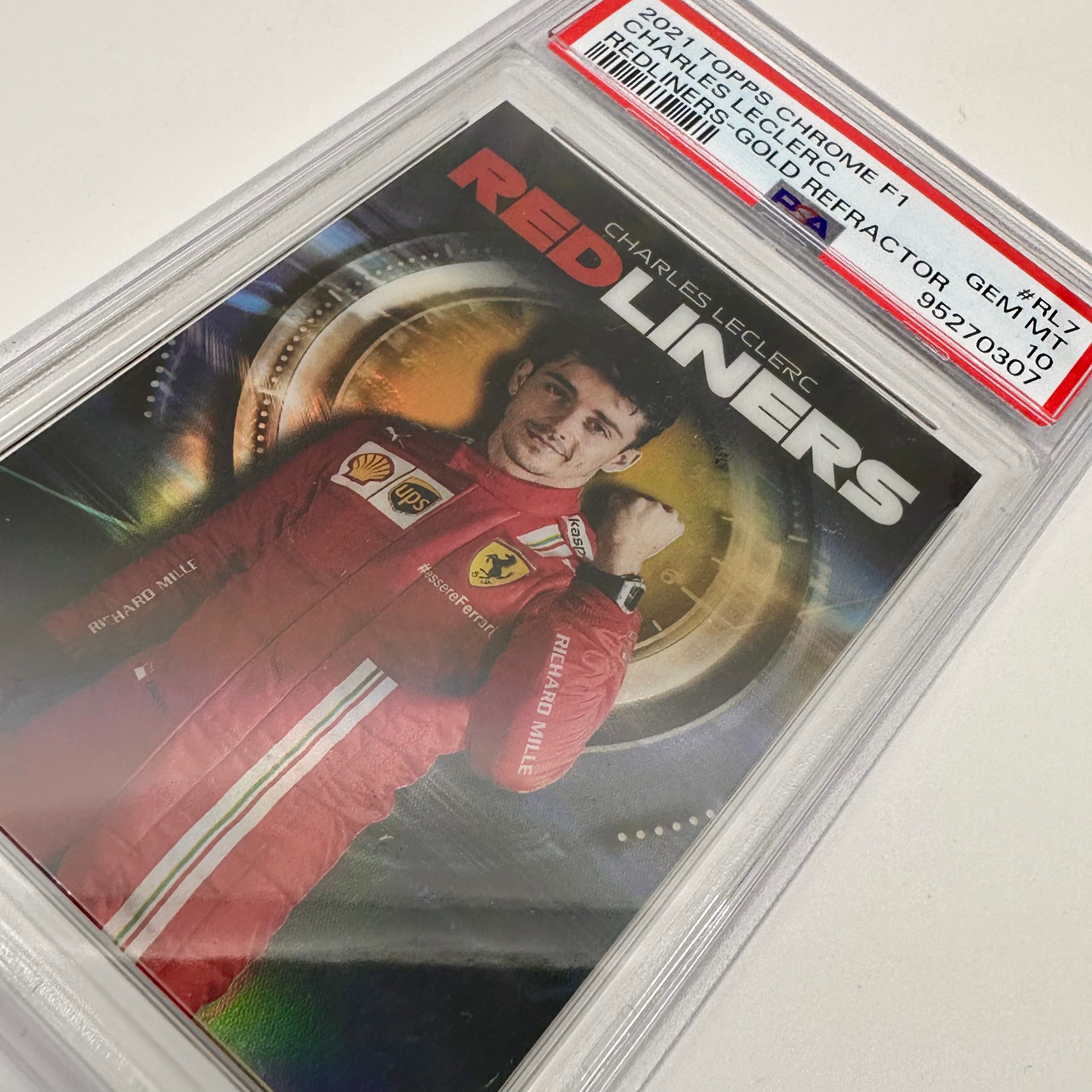 2021 Topps Chrome F1 Charles Leclerc #RL7 Redliners Gold PSA 10 09/50 - Rare Racing Collectible for F1 Fans & Sports Memorabilia Enthusiasts