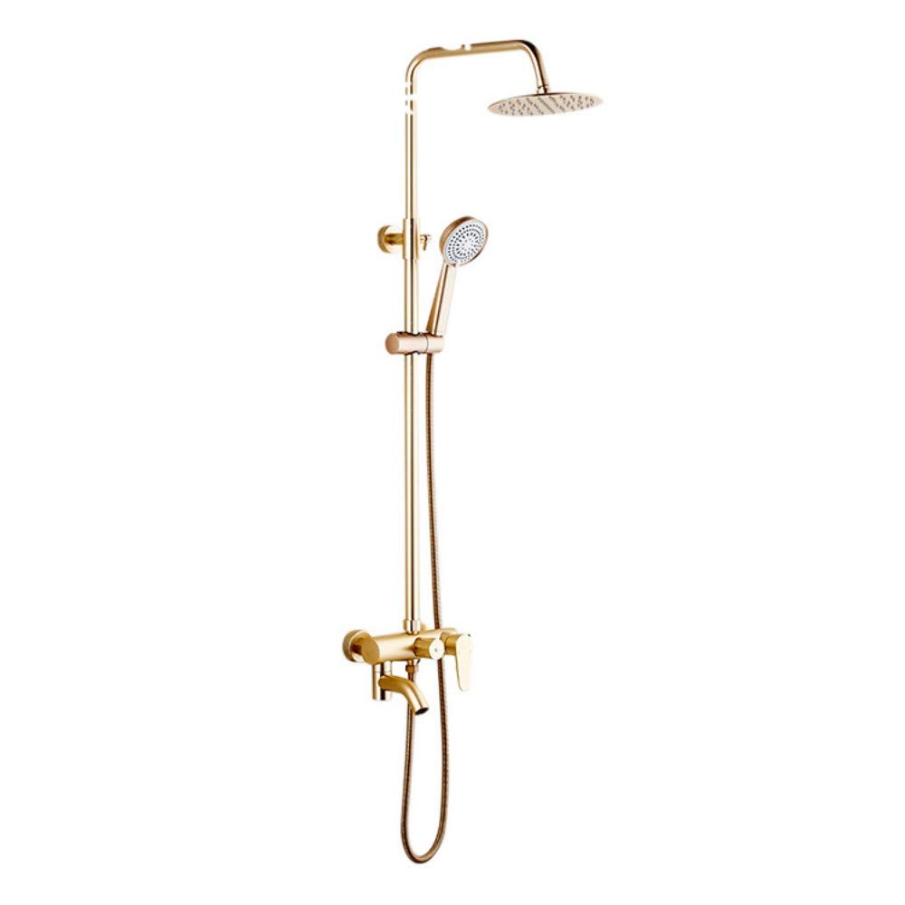 Premium Aluminum Gold Shower Set - Thermostatic Wall Mounted Shower Faucet with Lifting Booster & Multi-Function Spray | Perfect for Modern Bathrooms & Spa-Like Shower Experience