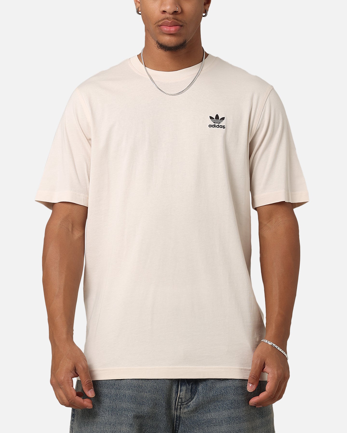 Adidas Essentials Men's T-Shirt - Wonder White - Comfortable Cotton Crewneck Tee for Casual Wear, Gym & Everyday Outfits