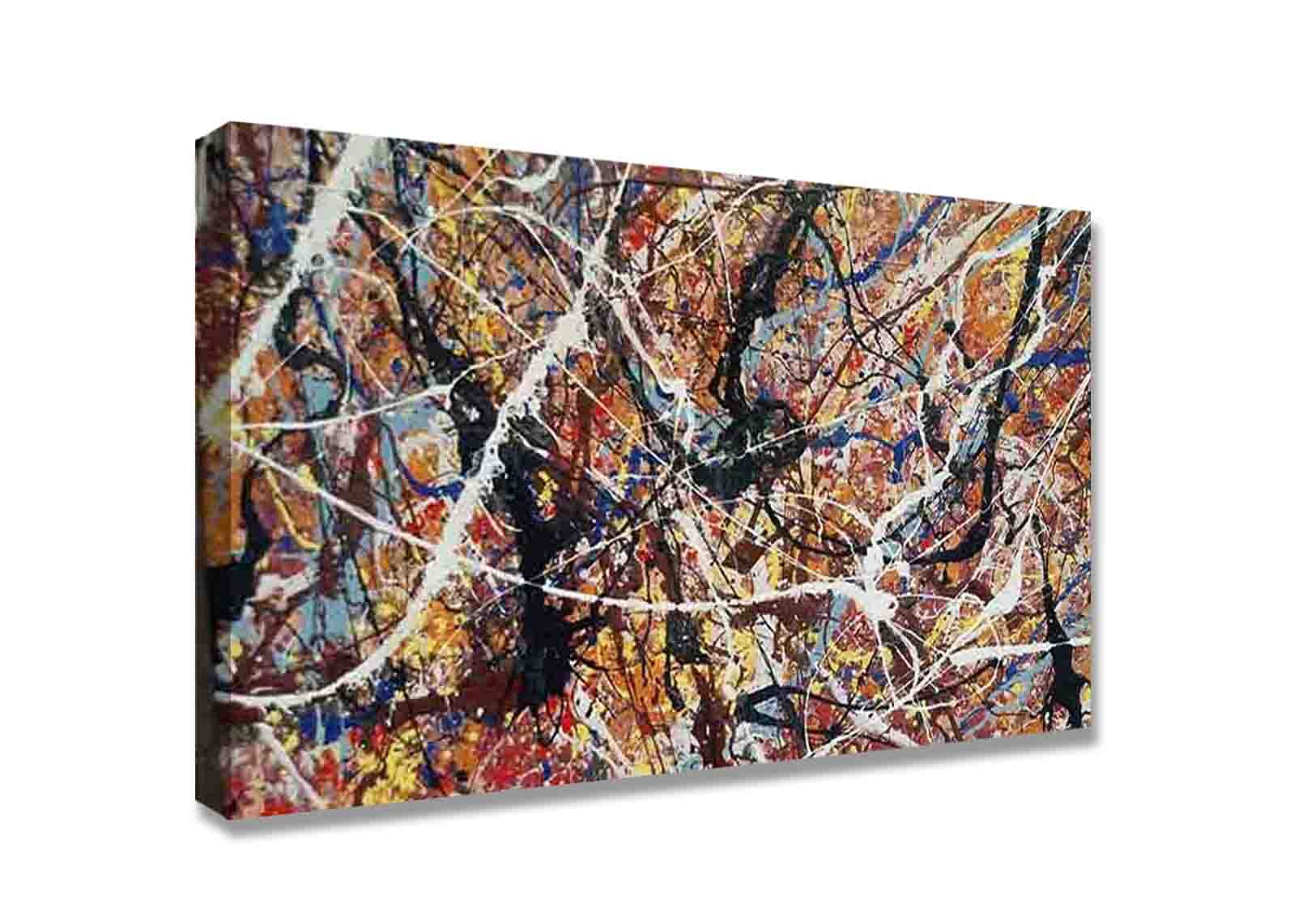 Jackson Pollock Abstract Art Canvas Painting - Framed Wall Decor for Bedroom, Living Room, Bathroom & Farmhouse - Ready to Hang 24x33 inch (60x85cm) - Perfect for Modern Home & Office Decor