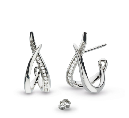 Twine Twist Pavé Hoop Earrings - Sterling Silver Sparkling Dangle Earrings for Women | Perfect for Parties, Weddings & Everyday Wear