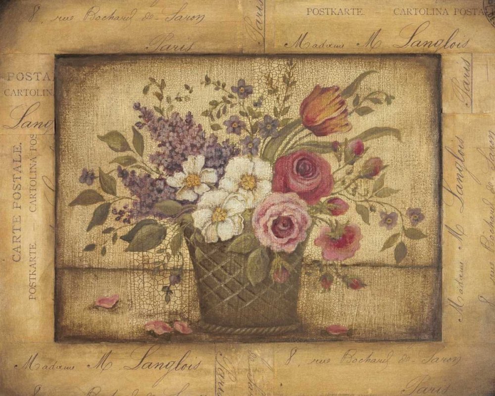 Paris Bouquet I by Kimberly Poloson - 36x45 Inch Fine Art Print on Paper, French Country Wall Decor for Living Room, Bedroom & Office