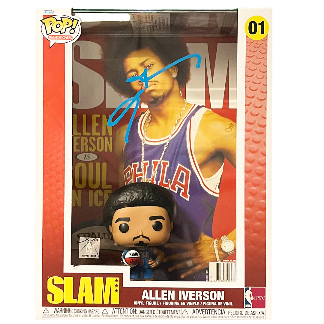 Allen Iverson Signed Slam Magazine Cover Basketball Funko POP Vinyl Figure - Beckett Certified - Perfect for NBA Memorabilia Collectors & 76ers Fans Display