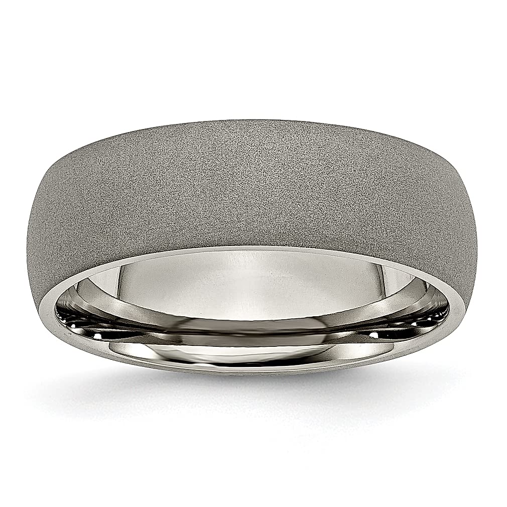 ICE CARATS Titanium Stone Finish 7mm Half Round Wedding Ring Band - Classic Domed Fashion Jewelry for Women - Perfect Gift for Her - Ideal for Weddings, Anniversaries & Special Occasions