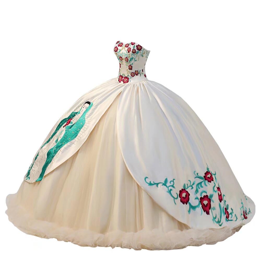 Elegant Embroidered Notre Dame Quinceañera Ball Gown | Sweet 15 & 16 Satin Prom Dress | Long Formal Gown for 2025 | Perfect for Quinceañeras, Proms & Special Occasions