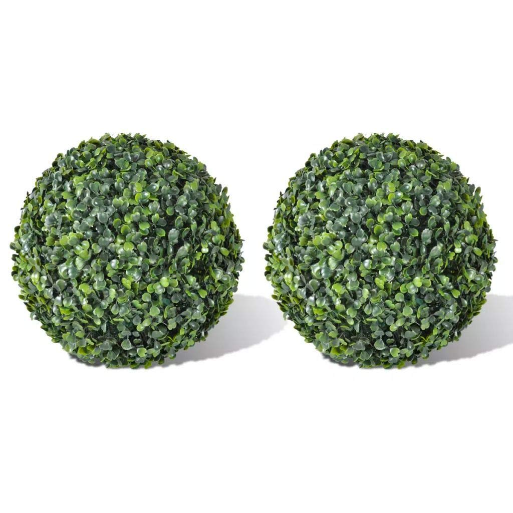 2Pcs Artificial Boxwood Topiary Ball - 13.8 Inch Faux Leaf Decorative Plants for Indoor & Outdoor Use | Perfect for Home, Office, Garden, Patio, Wedding & Party Decor | Adds Elegance to Entryways, Tablescapes & Event Centerpieces