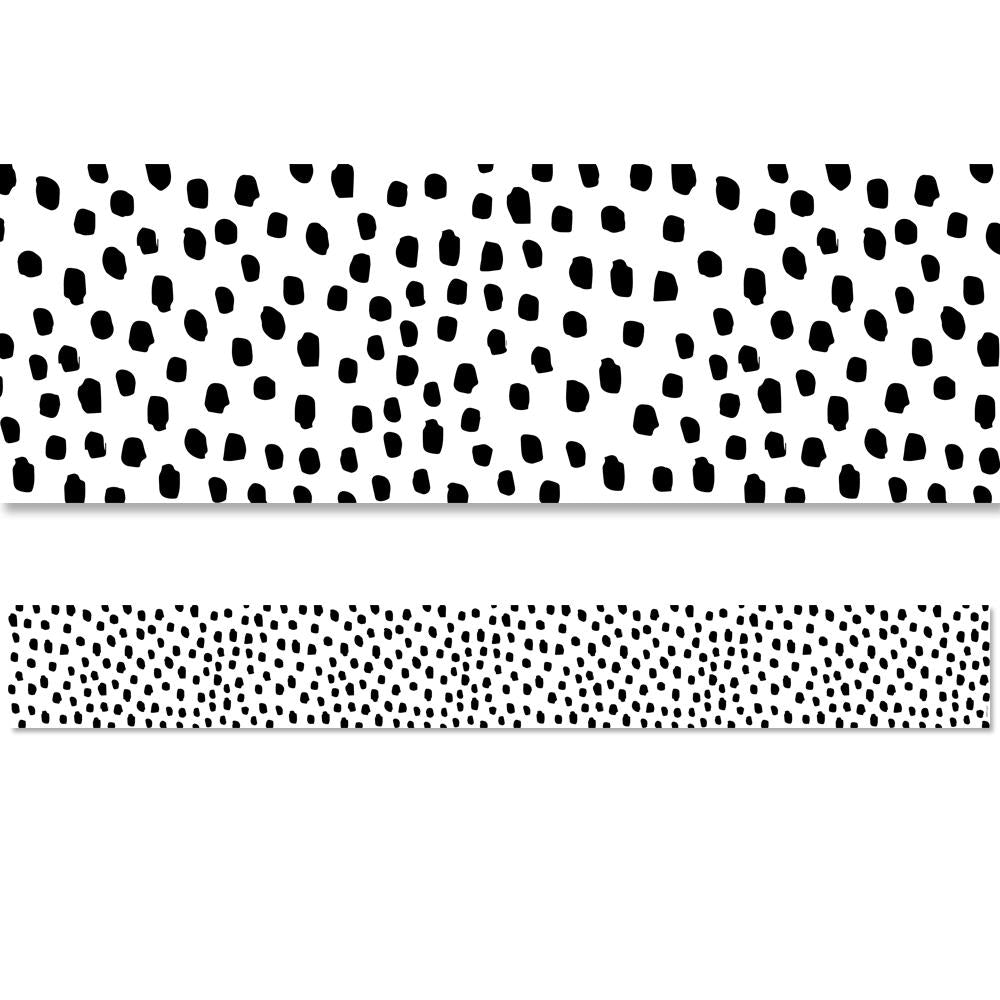Black Messy Dots EZ Border - Self-Adhesive Wall Decals for Nursery, Kids Room & Home Decor - Easy Peel & Stick Design for Creative DIY Wall Art