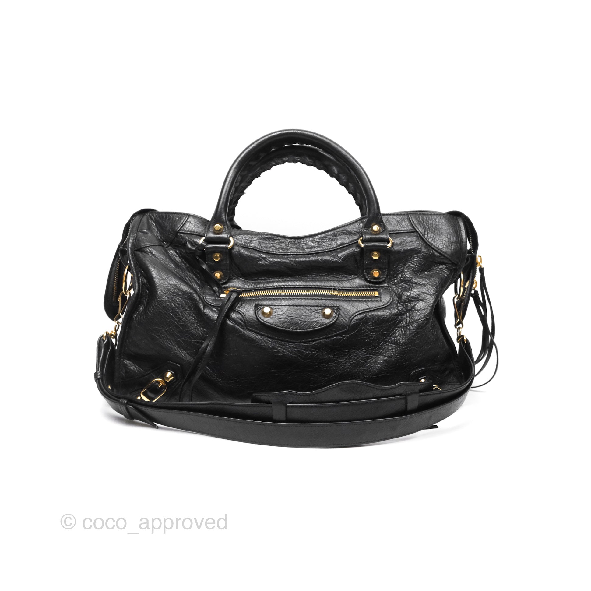 Balenciaga Classic City Bag in Black Calfskin with Gold Hardware - Luxury Handbag for Women, Perfect for Work, Travel & Everyday Use