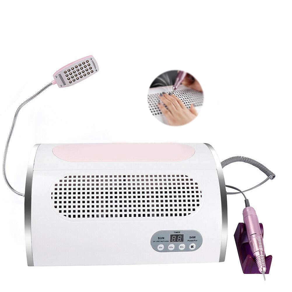 DDTP 4-in-1 54W UV LED Nail Dryer Lamp with Nail File Drill Pen & Dust Collector - Professional Salon Manicure Pedicure Kit for Home & Nail Art Studio Use
