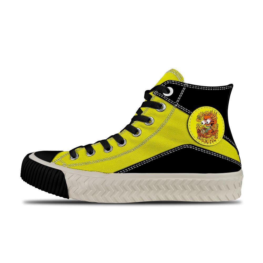 Custom Orange High Top Lace-Up Sneakers - Non-Slip Shock Absorbing Graffiti Design (Size 11) | Fashionable Streetwear for Urban Exploration & Skateboarding