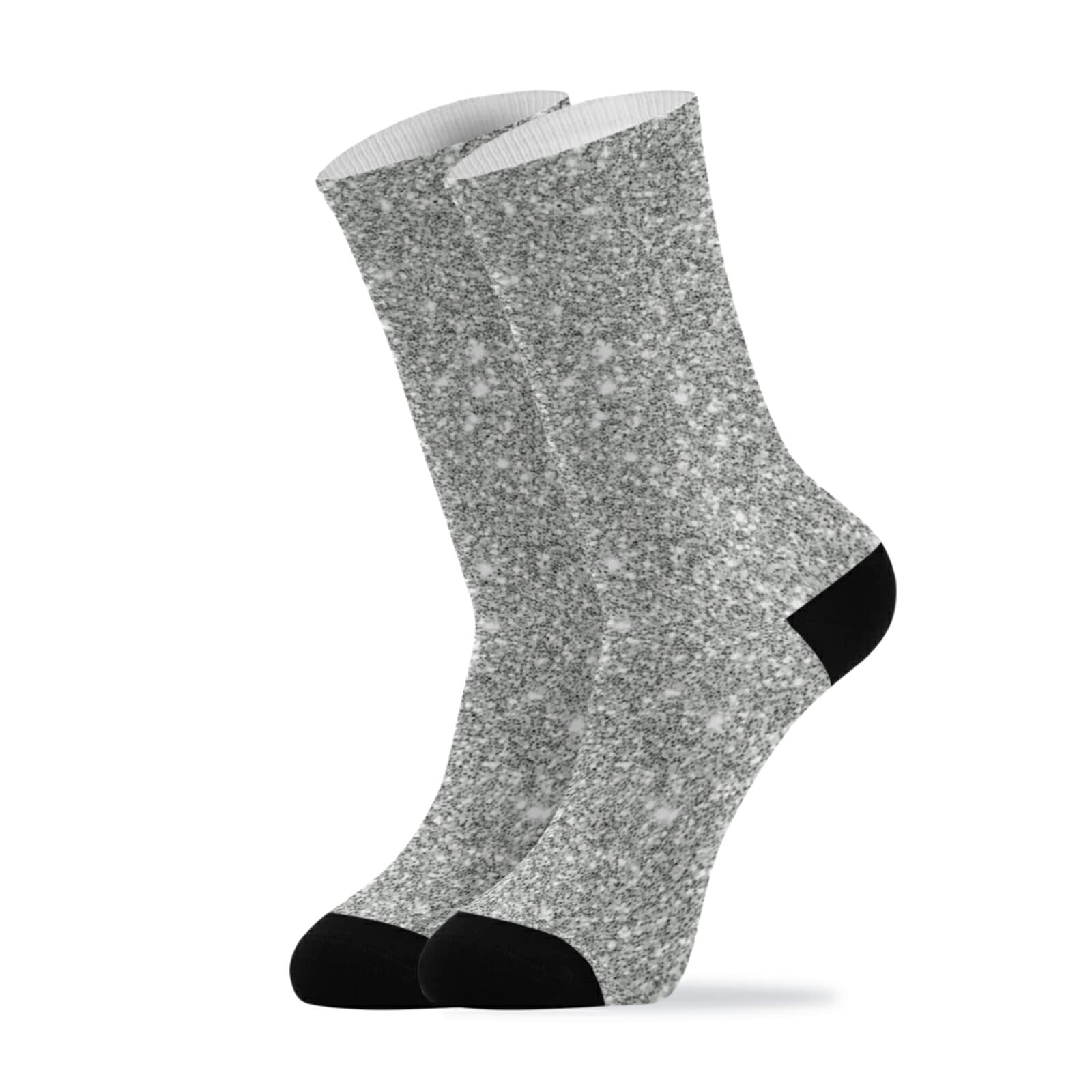 2 Packs Women's & Men's Silver Glitter Pattern Crew Socks - Breathable High Ankle Socks for Everyday Wear, Gym & Casual Outfits (226rh8a)