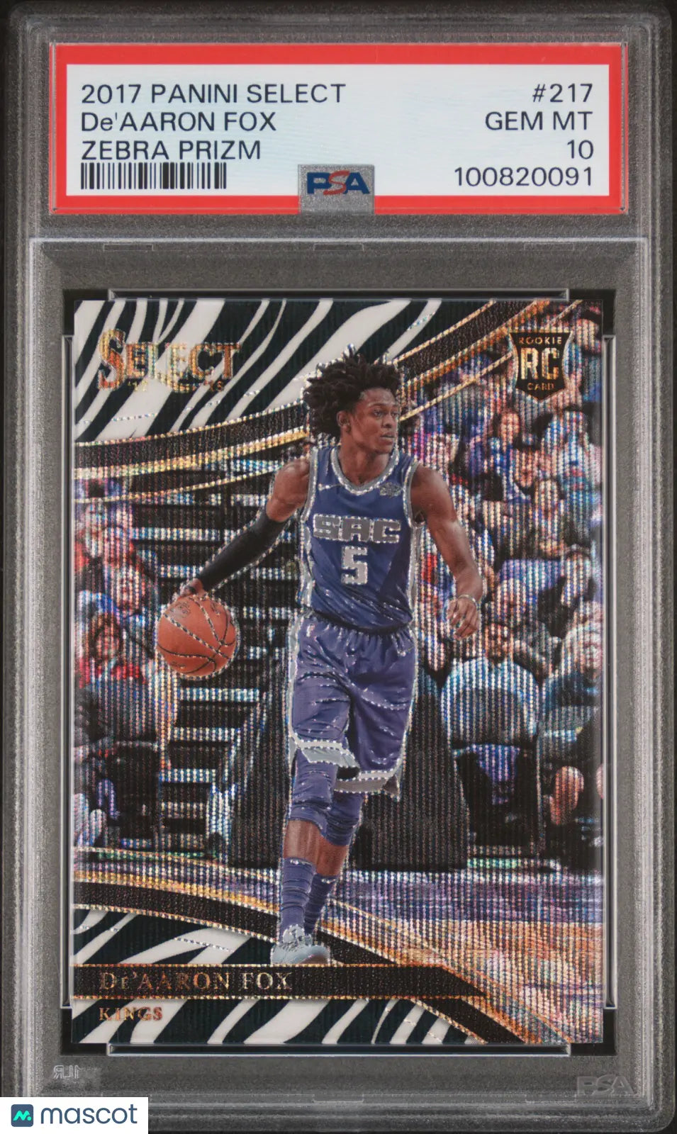 2017 Panini Select Basketball De'Aaron Fox Rookie Zebra Prizm PSA 10 Gem Mint - Rare NBA Trading Card for Collectors & Investors | Perfect for Display, Trading, and Portfolio Growth