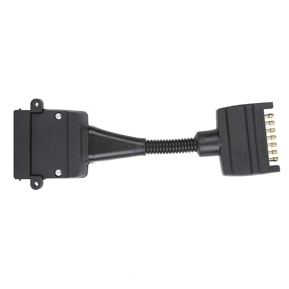 12V Trailer Socket Plug Connector - 7-Pin to 12-Pin Caravan Adapter for RV, Truck & Trailer Wiring - Heavy Duty Black Waterproof Electrical Accessory for Safe Towing & Camping Trips