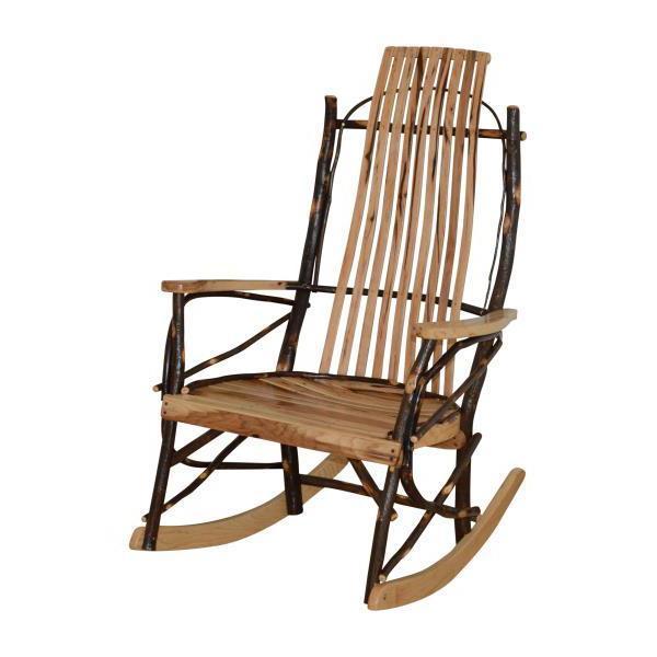 Premium Hickory 9-Slat Rocking Chair - Solid Wood Porch Rocker with Comfortable Back Support | Perfect for Outdoor Patio, Garden, Nursery or Living Room Relaxation