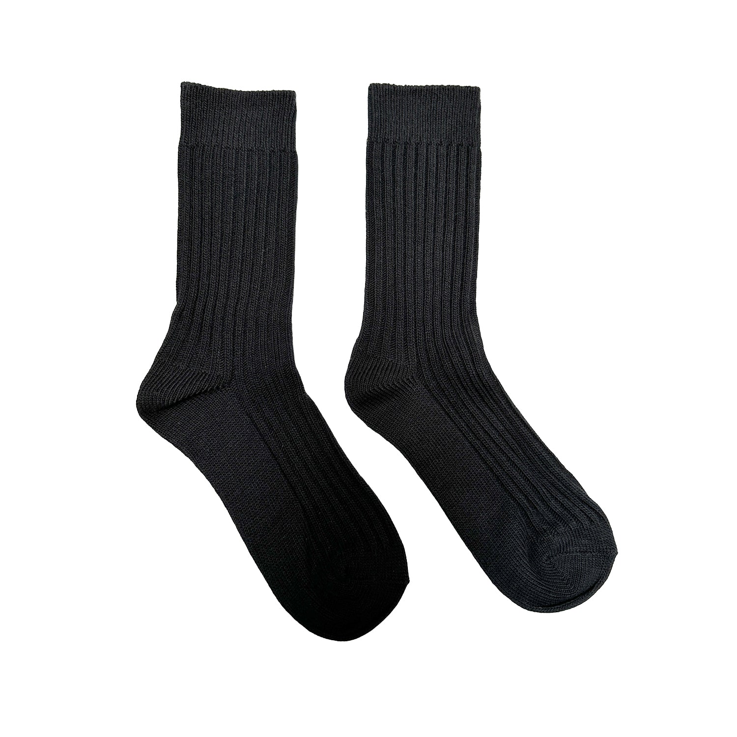 FLOOF Black Ribbed Tube Socks for Women & Men - Comfortable Stretchy Casual Crew Socks for Everyday Wear, Workout, and Sports