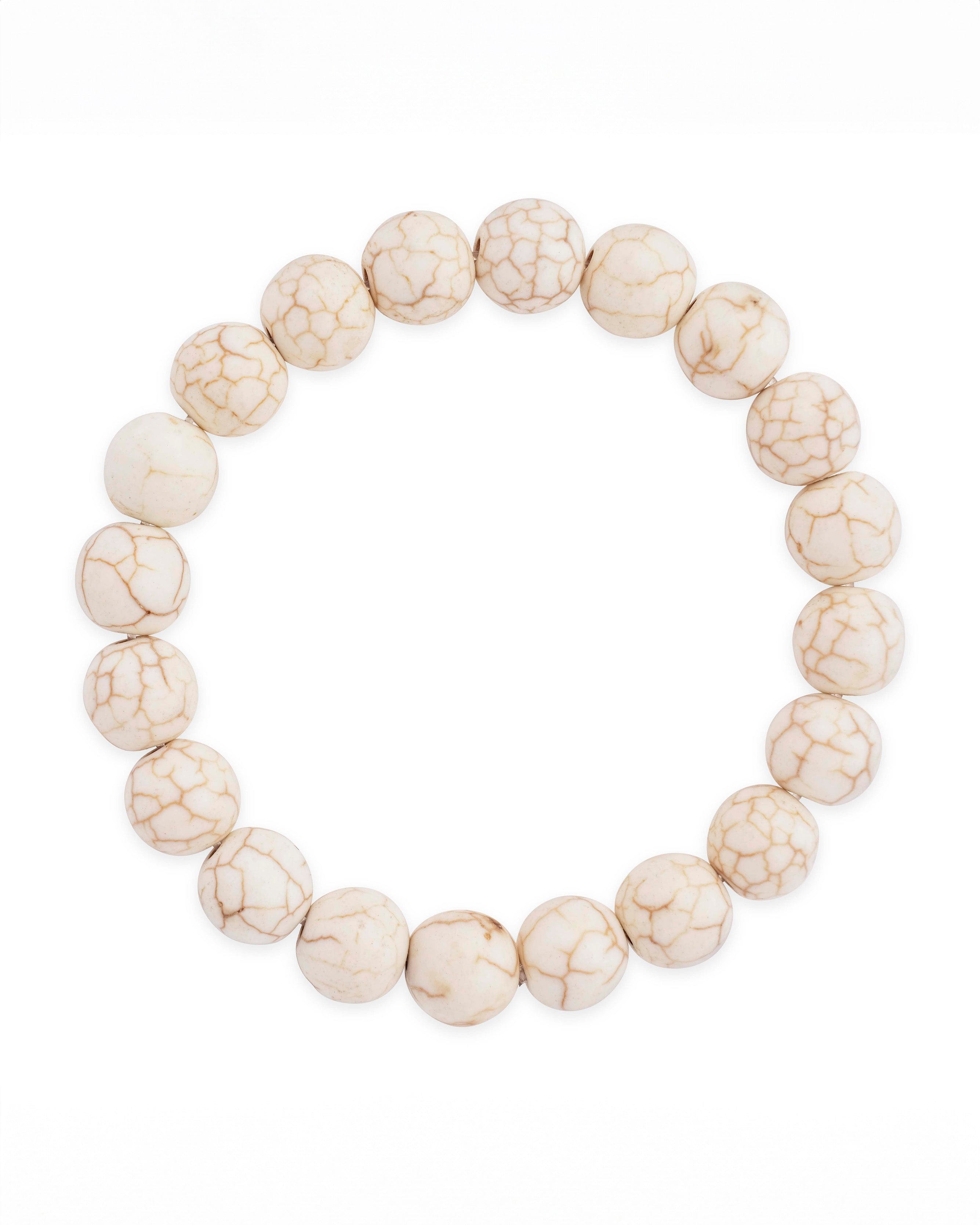 Howlite Beaded Stretch Bracelet for Women - Natural Stone Healing Crystal Jewelry for Stress Relief & Relaxation - Perfect for Yoga, Meditation & Everyday Wear