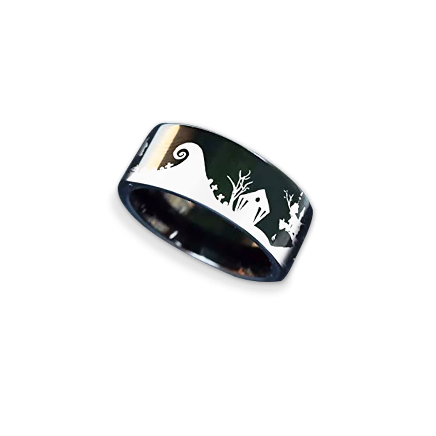 Jack and Sally Wedding Band & Engagement Ring - Jack Skellington Jewelry - Simply Meant To Be Ring Gift for Couples - Perfect for Halloween, Cosplay, and Disney Themed Weddings