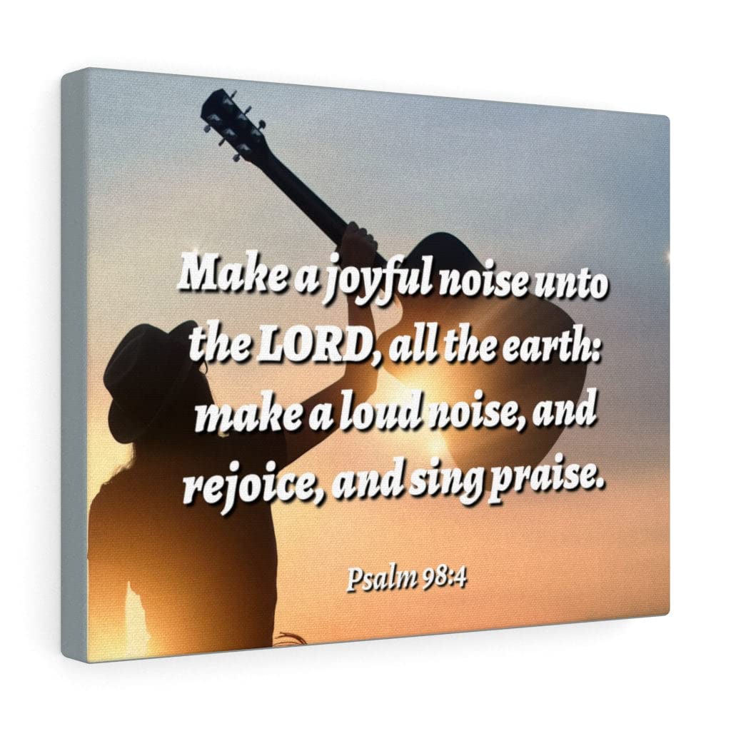 Christian Wall Art with Bible Verse - Psalm 98:4 Scripture Print for Home Decor, Ready to Hang Inspirational Gift for Religious Housewarming, Wedding & Church (Sing Praise to the Lord)