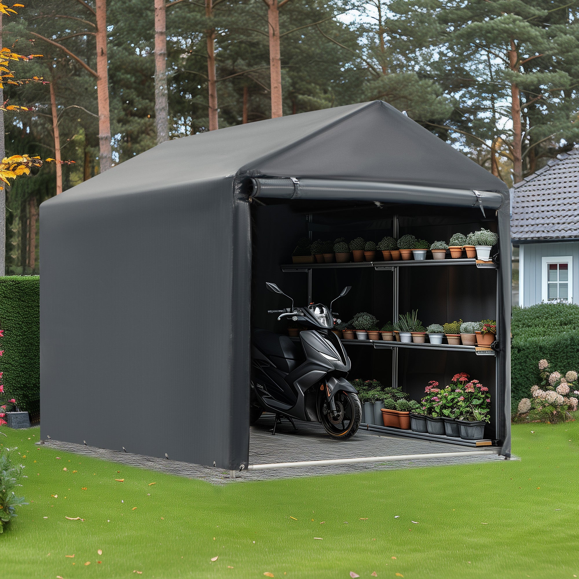 EROMMY 5' x 7' Heavy Duty Portable Storage Shed - Waterproof Outdoor Canopy with Roll-Up Zipper Door - Perfect for Garden Tools, Patio Furniture & Backyard Storage