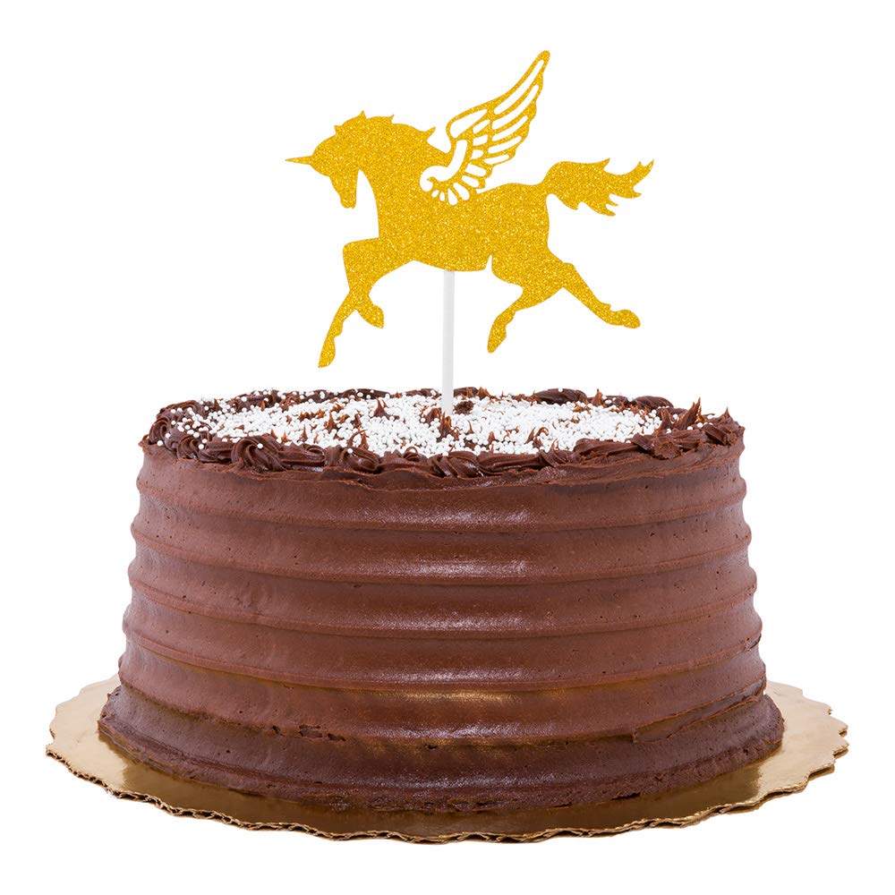 10-Pack Unicorn Cake Toppers 6x4.3 Inch - Gold Glitter Paper Cake Decorations for Birthday, Baby Shower & Wedding | Durable Cake Insert Toppers for Professional Bakeries & Home Baking