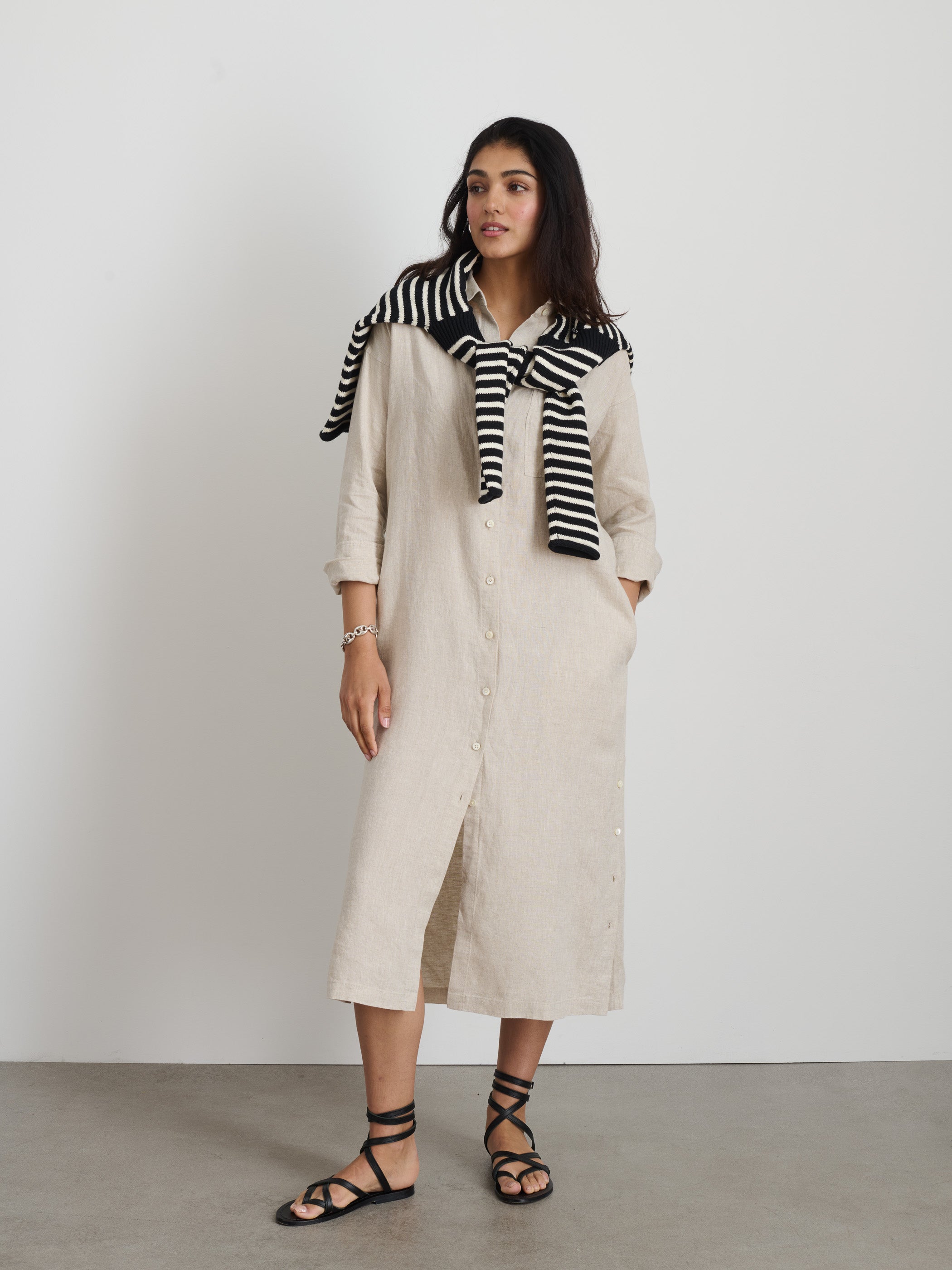 Kerry Shirtdress in Flax Linen - Women's Casual Linen Dress for Summer, Beach, and Office Wear