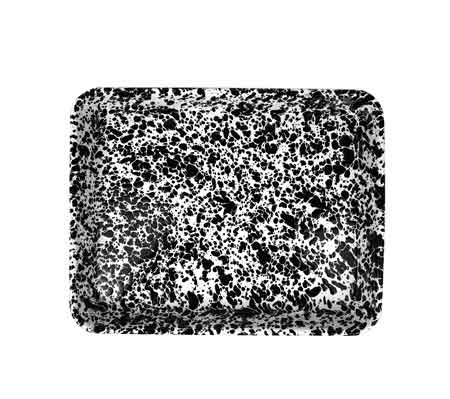 Crow Canyon Small Rectangle Enamelware Tray - Black Marble Design | Perfect for Serving, Organizing & Home Decor