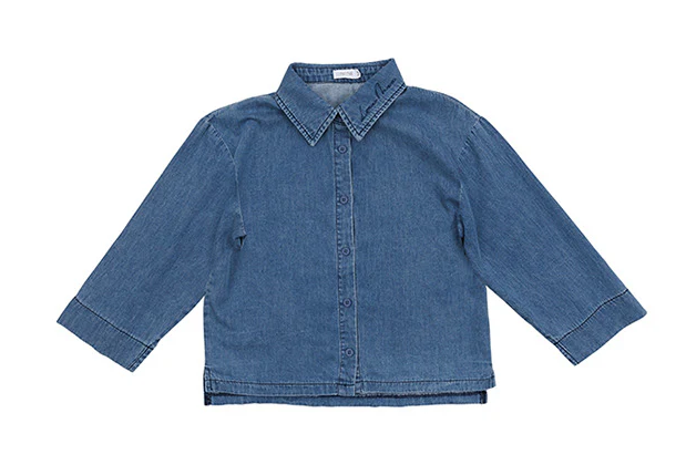 LUNA MAE LILY Cropped Denim Shirt for Women - Trendy Distressed Short Sleeve Button Up Top (XS to XL) - Perfect for Casual Outfits, Summer Street Style & Music Festivals