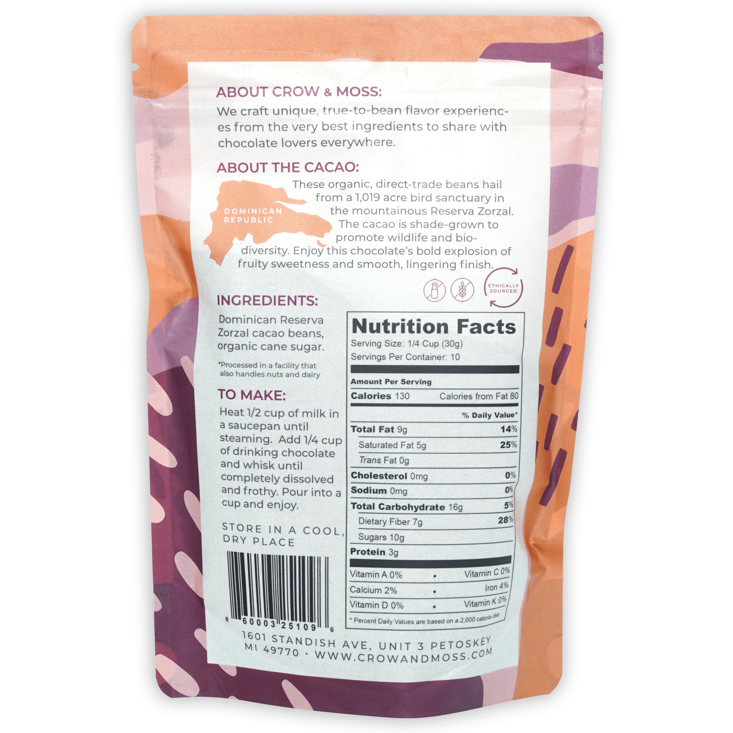 Premium Single Origin Drinking Chocolate by Crow & Moss - Rich & Smooth Hot Cocoa Mix for Cozy Nights & Winter Warmth