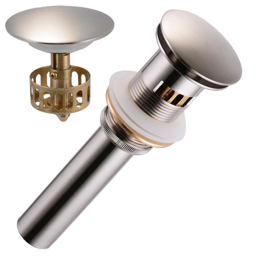 TheLAShop 1-5/8 Inch Brushed Nickel Sink Pop-Up Drain with Overflow & Tray - Perfect for Bathroom Vanity, Kitchen Sink, and Utility Sink Installation