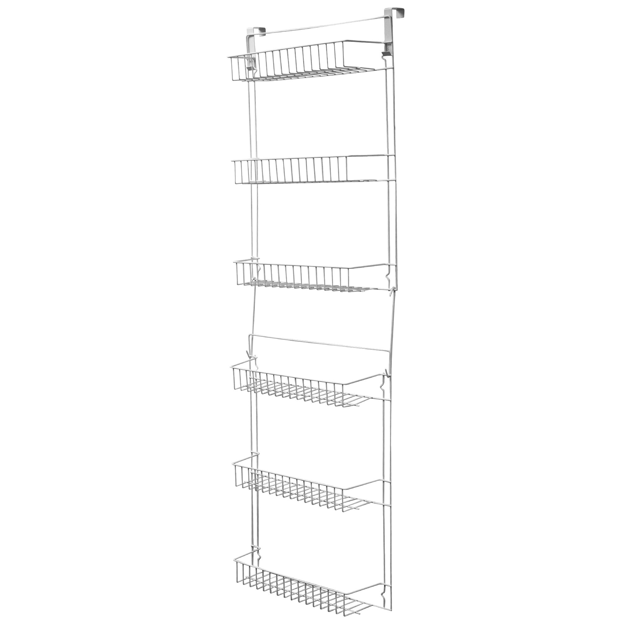 White 6-Tier Adjustable Pantry Shelves & Over The Door Rack - 19” x 5” x 56-64