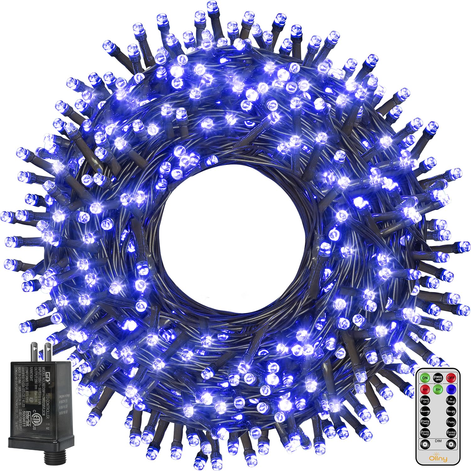Ollny 400LED 132FT Christmas Tree Lights with Remote Control - 8 Lighting Modes & Timer Function, Waterproof Outdoor/Indoor Holiday Decorations for Christmas, Halloween, Parties and Home Decor