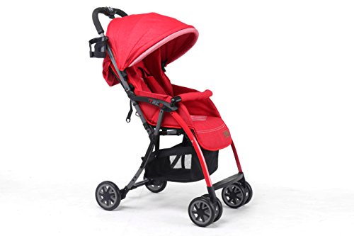 Pali Ultra Lightweight Tre.9 Stroller - Denim Attitude Miami Red (Only 11 lbs) - Compact & Easy Fold for Travel, Shopping & City Walks
