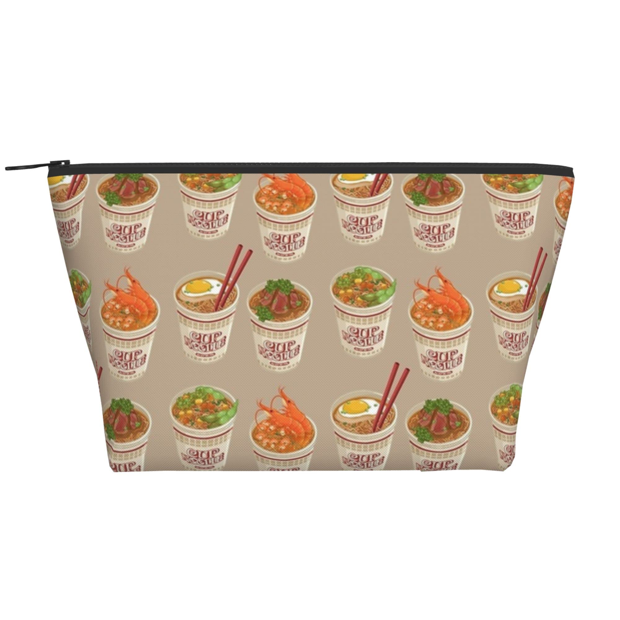Waterproof Cosmetic Bag for Women & Girls - Travel Makeup Pouch with Zipper, Portable Toiletry Organizer, Noodle Ramen Design Oxford Cloth Storage Bag | Perfect for Travel, Gym, Daily Use & Gift Giving